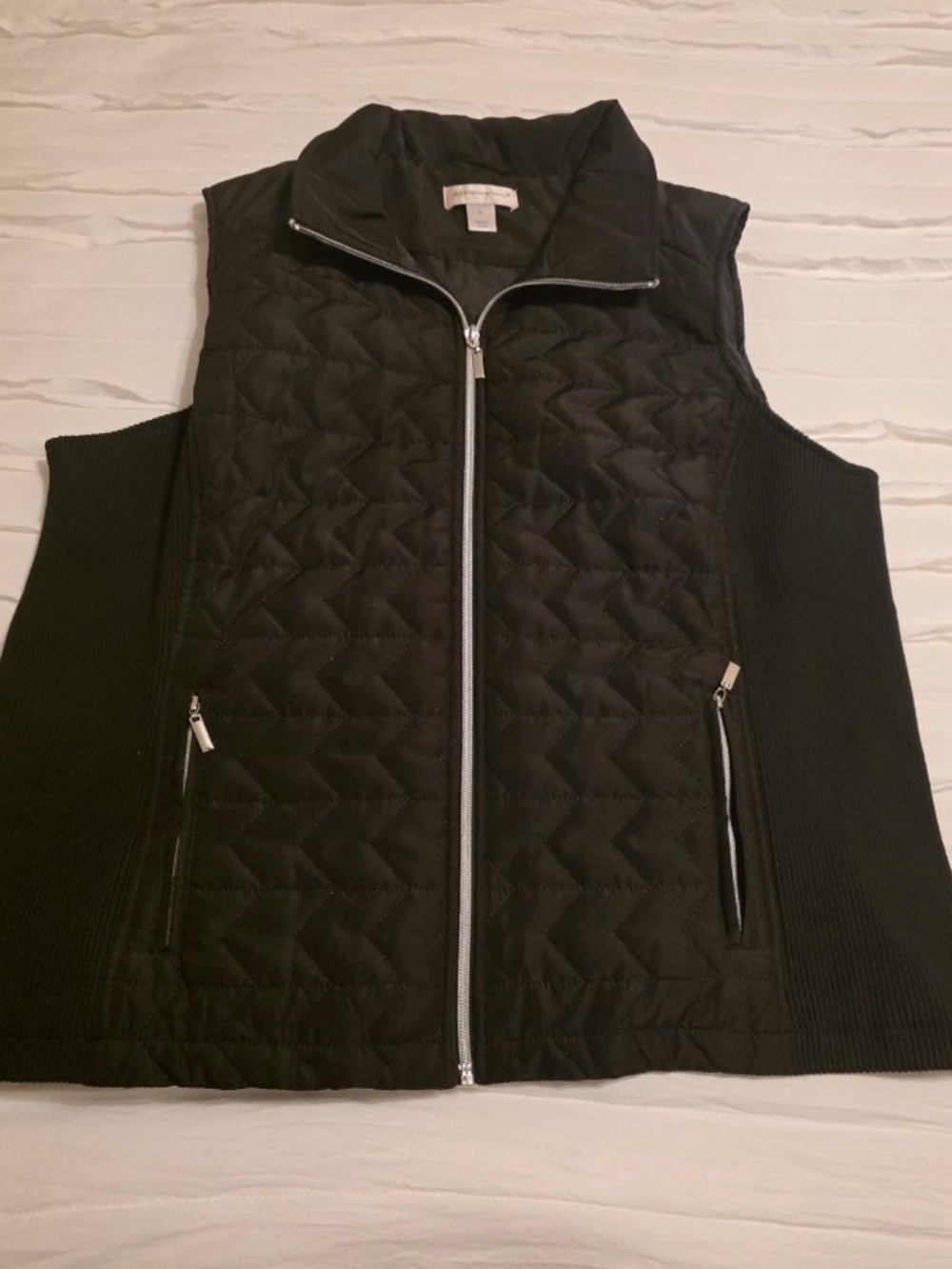 CJ Banks Black Quilted Zip-Front Vest stretch XL